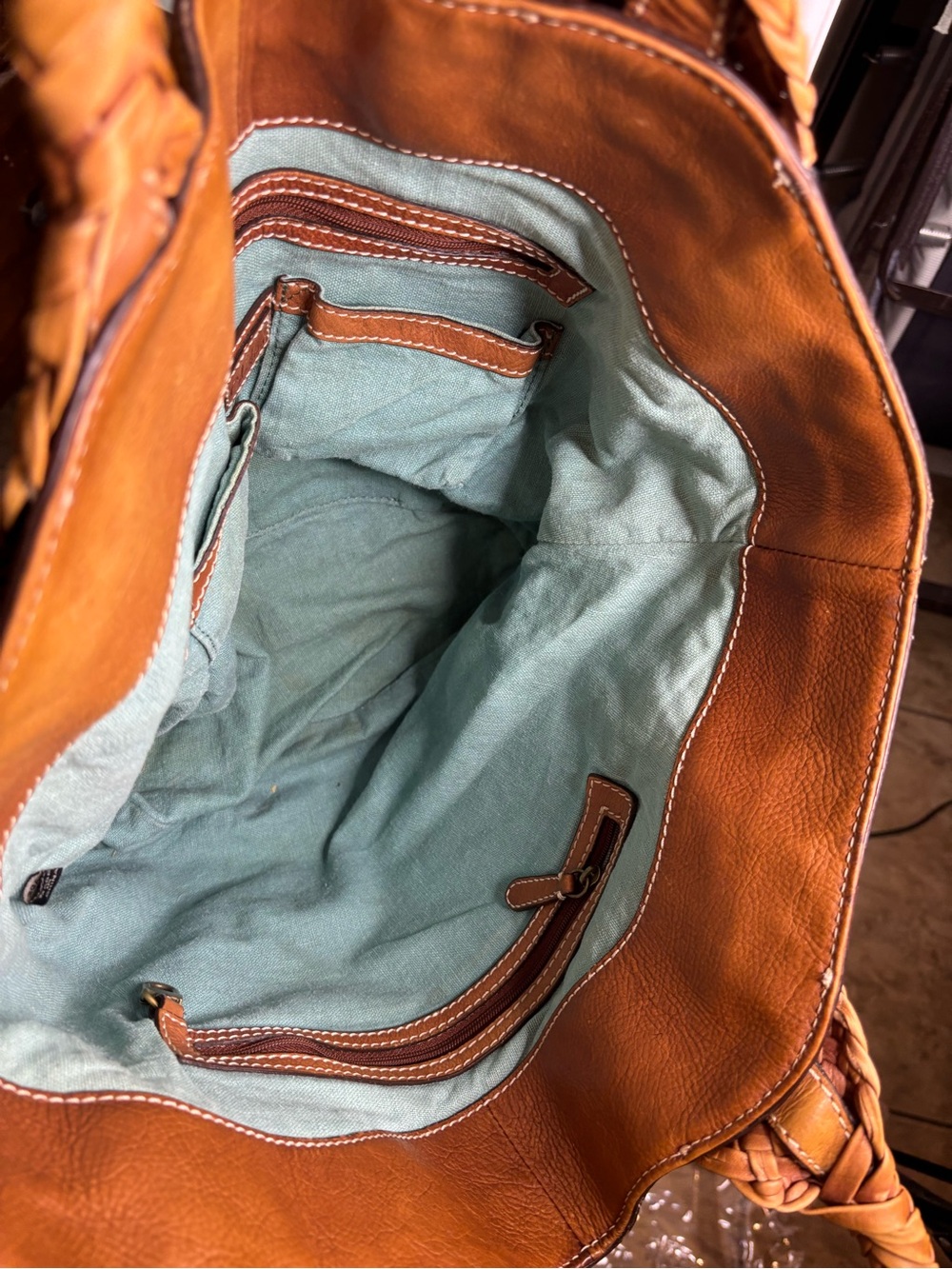 Cole Haan Woven Tan Tote with Braided Handles - Picture 8 of 10